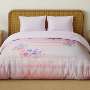 Organic Cotton Double Quilt, 180 TC, Floral, Light Violet